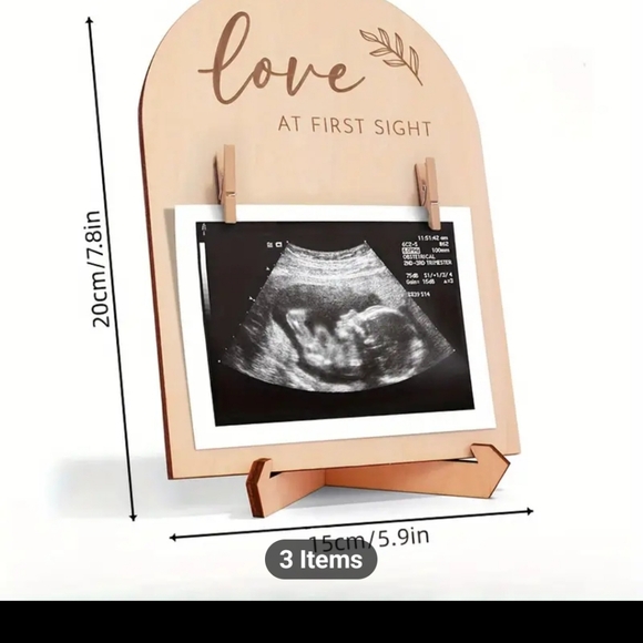 Birth Announcement Board Double Sided Ultra Sound Picture Frame Footprints - Picture 4 of 4